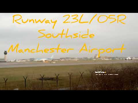 Southside Runway 23L/05R Manchester Airport on a cold windy morning.