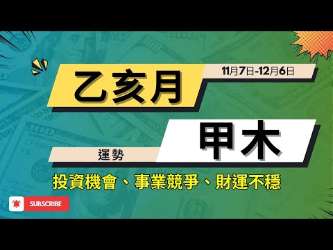 【乙亥月11月運勢】甲木人關鍵詞：投資機會、事業競爭、財運不穩、情緒壓力、決策挑戰 | 六日柱詳細解析