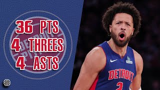 Cade Cunningham 36 pts 4 threes 4 asts vs Knicks 24/25 season