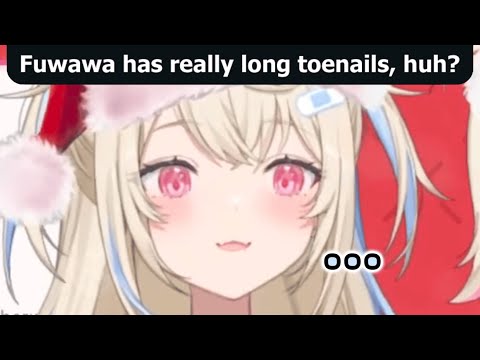 Fuwawa got her long toenail stuck on the wall... [hololive / fuwamoco]