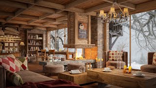 Morning Winter at Cozy Wood Cabin ☕ Smooth Jazz Music for Studying, Working & Relaxing