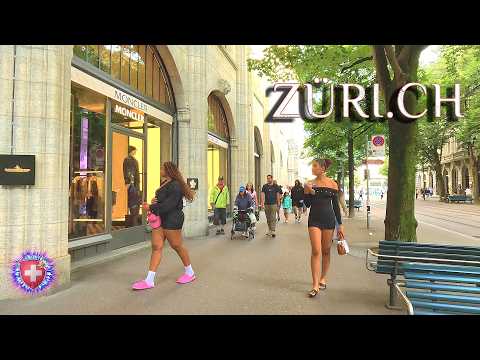 SWITZERLAND ZURICH ✨ Stroll around BAHNHOFSTRASSE & Münsterhof / City Center Evening walk 4K