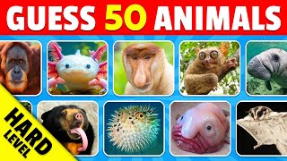 Guess 50 Rare Animals - IMPOSSIBLE Level 🚨 | Guess The Animal Challenge