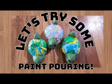 Just a fun break playing with paint pouring! 🎨🐢🐢#paintpouring #crafts #easycraftideas