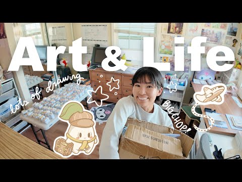 Cozy productive vlog 〰️lots of drawing, packing orders, life as a self employed artist