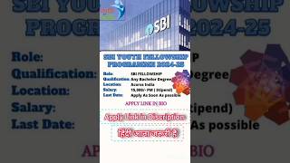 SBI Students Internship//Fresher jobs work from office jobs #internship #sbijobs