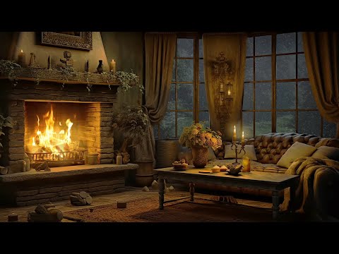 Warm Fireplace For Cold Winters ⛄ Cozy Room Ambience With Smooth Jazz 🔥 Fireplace Sounds To Sleep