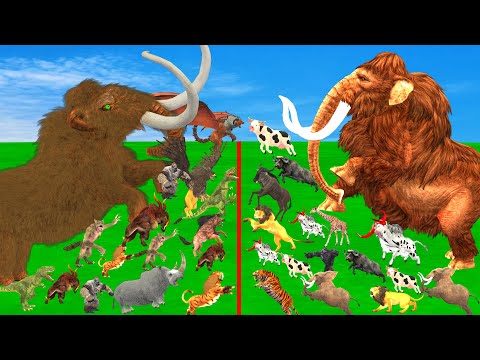 Prehistoric Mammals vs ARK Prehistoric Animals vs Dinosaur vs Woolly Mammoth Animal Epic Battle