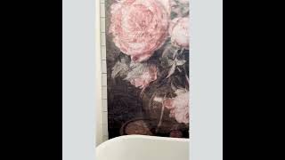 Oversized Blooming Pink Roses Paper Wall Tapestry