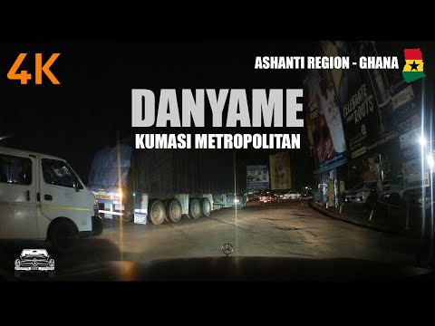 Danyame Night Drive from Santasi Roundabout to Bekwai Roundabout in the Ashanti Region of Ghana 4K