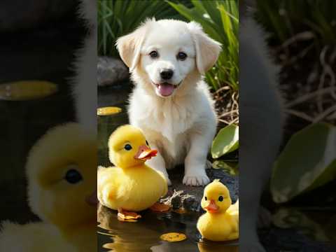 Puppy & Duck Fun: Unlikely Best Friends in the Backyard! 🐶🦆#shorts #youtubeshorts #shortvideo