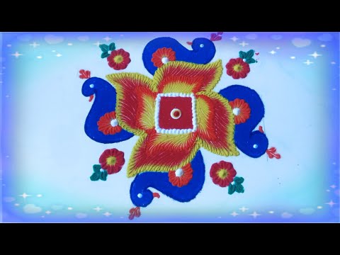 Colourful Rangoli design , Festival Rangoli design, Simple Rangoli design