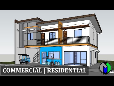 Two Storey Commercial and Residential Building Design | Apartment