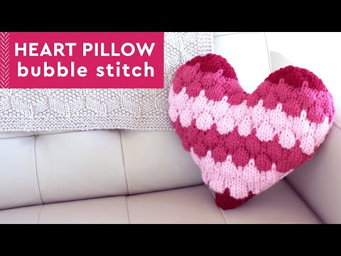 Bubble Stitch Heart Pillow: Knitting Pattern