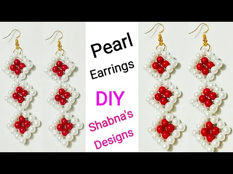 PEARL EARRINGS || How To Make At Home || SHABNA'S DESIGNS