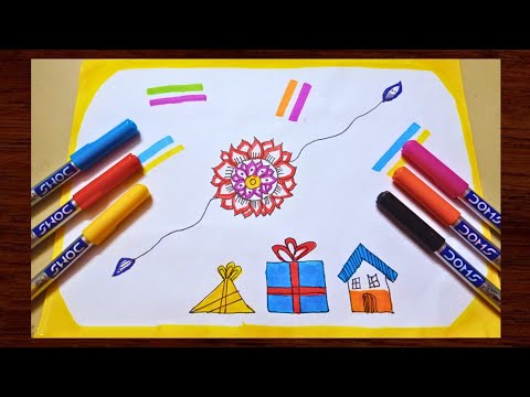 Rakshabandhan easy drawing 💫 ll step by step ll Rakhi 🎎 ll Bahen bhai ka pyar❤️ ll Get 5x view🥰.