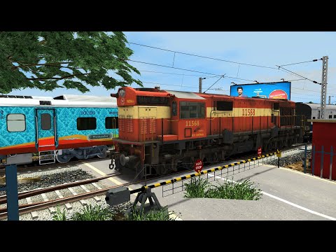 Train High Speed Crossing in Railway Gate | BUMPY RAILROAD | Indian Train Simulator | RAILWAY RITAM