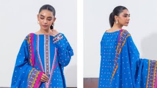 Zellbury Lawn Embroidered Suits With Embroidered Duppta