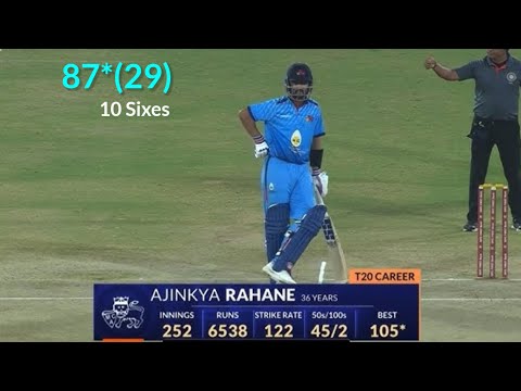 KKR ajinkya rahane BATTING today in syed mushtaq ali trophy | Rahane 98 runs vs Borada 💎