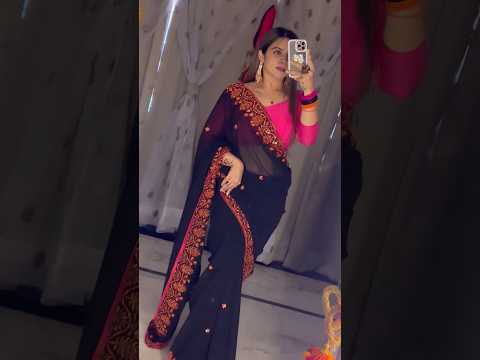 black saree..... .... embroidery work saree.. #blacksaree #embroidery ...