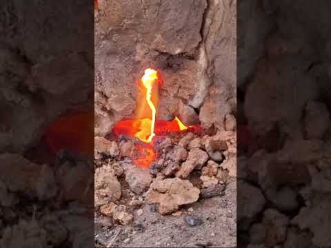 Iron smelting. Slag dropping