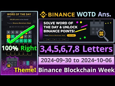 Binance Blockchain Week WOTD | Binance New WODL Answers Today | All Letters Word of the day