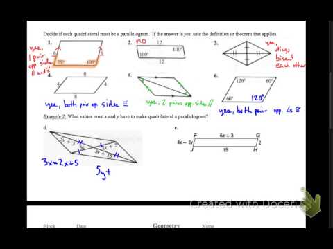 geometry 5-2 concept guide: ways to prove quadrilaterals are parallelograms