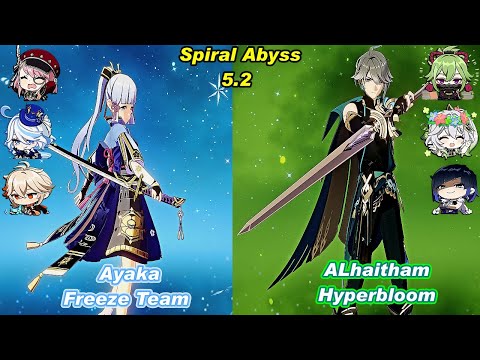 (5.2) C0 Ayaka Freeze Team & C0 ALhaitham Hyperbloom Spiral Abyss Floor 12 Full Star - F2P