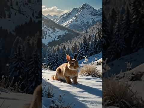 Cute rabbit and lion