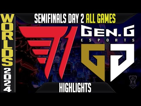 T1 vs GEN Highlights ALL GAMES | LoL Worlds 2024 Knockouts Semifinals   T1 vs Gen.G