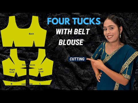 4 Tucks with Belt Blouse Cutting /तीरे वाले ब्लाउज की कटिंग कैसे करें