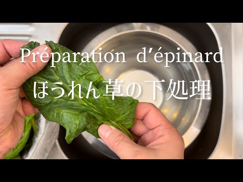 Comment préparer les épinards à la française./How to prepare French spinach/フランス式ほうれん草の下処理の仕方