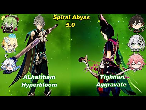 (5.0) C0 ALhaitham Hyperloom  & C0 Tighnari Aggravate Spiral Abyss Floor 12 Full Star_F2P