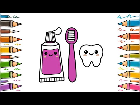 Fun & Easy Drawing: Tooth, Toothbrush, and Toothpaste Step by Step! 🦷🎨