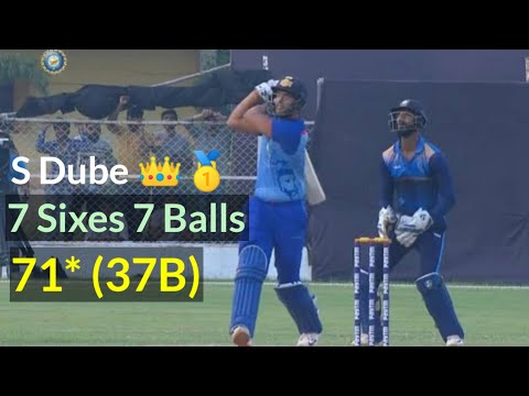 CSK SHIVAM DUBE hits 7 sixes in 7 balls Vijay Hazare Trophy today ⭐💎👑