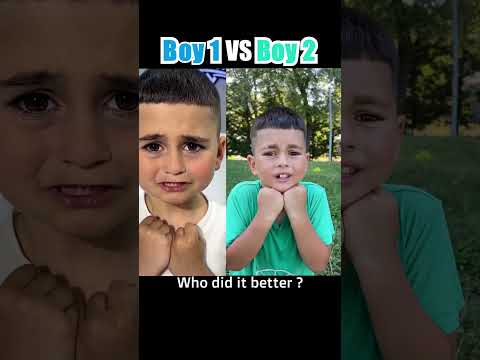 Cute little boys challenge each other 🥰 #comedy