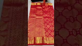 Kanjivaram weaved exclusive wedding pure silk saree gram gold zari+5 inch border 16500+$💜#shorts