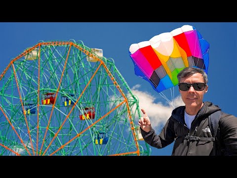 A Bird's Eye View of Coney Island's Iconic Wonder Wheel: Kite Aerial Photography Adventure 🎡