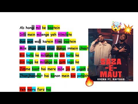 SAZA-E-MAUT - KR$NA ft. RAFTAAR | COLOURCODED LYRICAL VIDEO| RAFTAAR VERSE 🔥