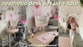 EXTREME OFFICE ROOM TRANSFORMATION +DESK TOUR! productive work set up & imac unboxing *aesthetic af*