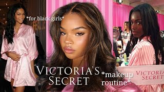 Black Girl VICTORIA SECRET ANGEL Makeup Routine | Detailed 💕🪽