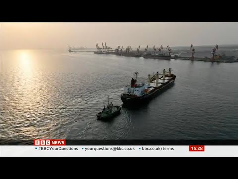 Ukraine grain ship with aid for Ethiopia docks in Djibouti - BBC News Channel