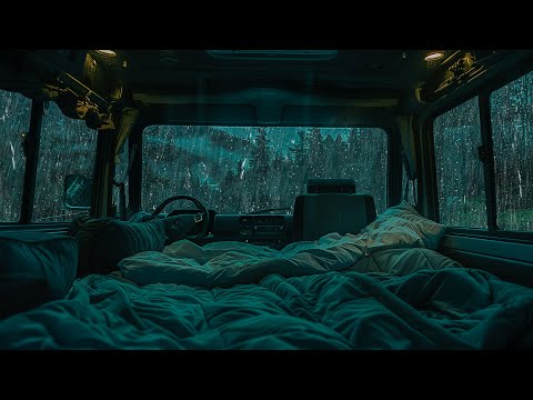 10 Hours⚡️ Peaceful Forest Rain on Camping Van | Sleep Instantly, Heal Your Mind & Forget Insomnia