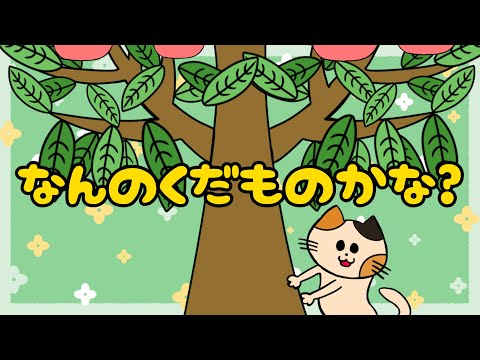 【子供向け】なんのくだものかな？【知育動画 くだものの名前 木になる果物 0 1 2 3歳 幼児 幼稚園 猫】