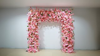 Pink Fabric Artificial Flower Wall Arch Wedding Birthday Party Decoration