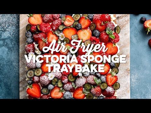 Air Fryer Victoria Sponge Cake Tray bake | Supergolden Bakes