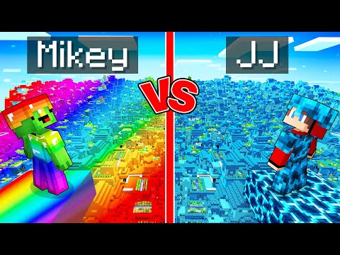 Mikey RAINBOW vs JJ STORM Village Survival Battle in Minecraft (Maizen)