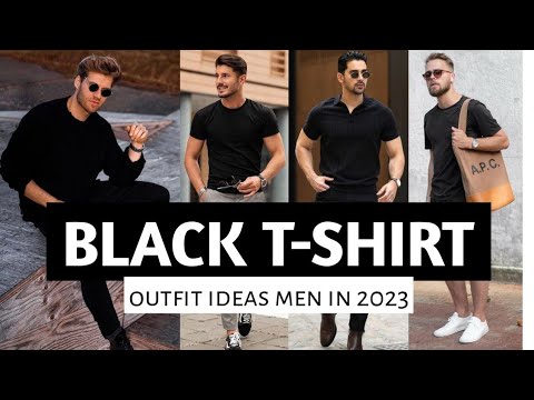 BLACK T-SHIRT Outfit Ideas for Men's 2023 | Mens fashion