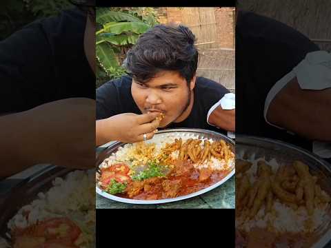 CHICKEN CURRY & CHICKEN FEET CURRY With RICE EATING #shortsfeed #viralshort #shorts #asmr #short