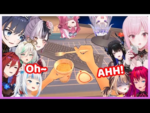 All Hololive EN Girl Reaction to Mita's Ramen Jumpscare in MiSide!